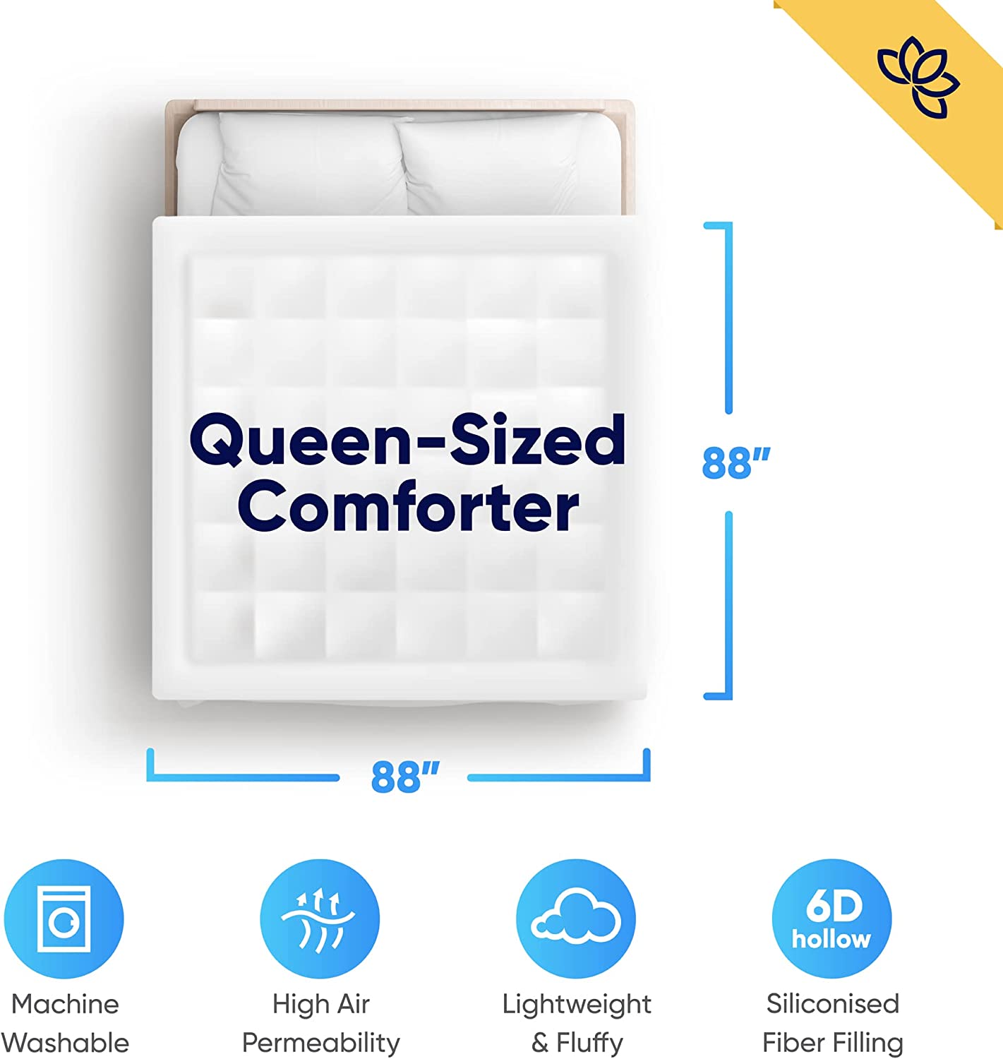 Bleached White Comforter,Duvet Insert, Box Stitching Comforter