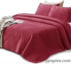 3 Piece Coverlet Velvet Solid Color Quilt Bedspread Set with Shams
